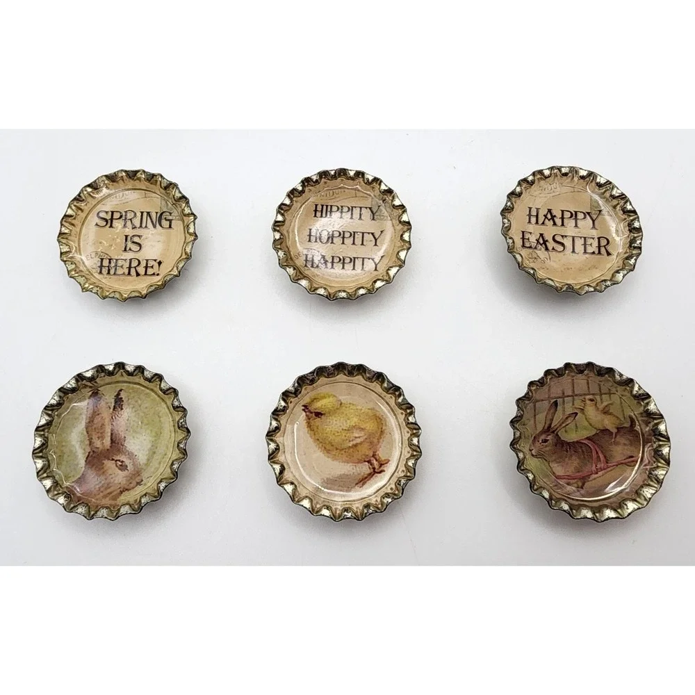 Primitives By Kelly Bottle Cap Magnets Vintage Easter‎